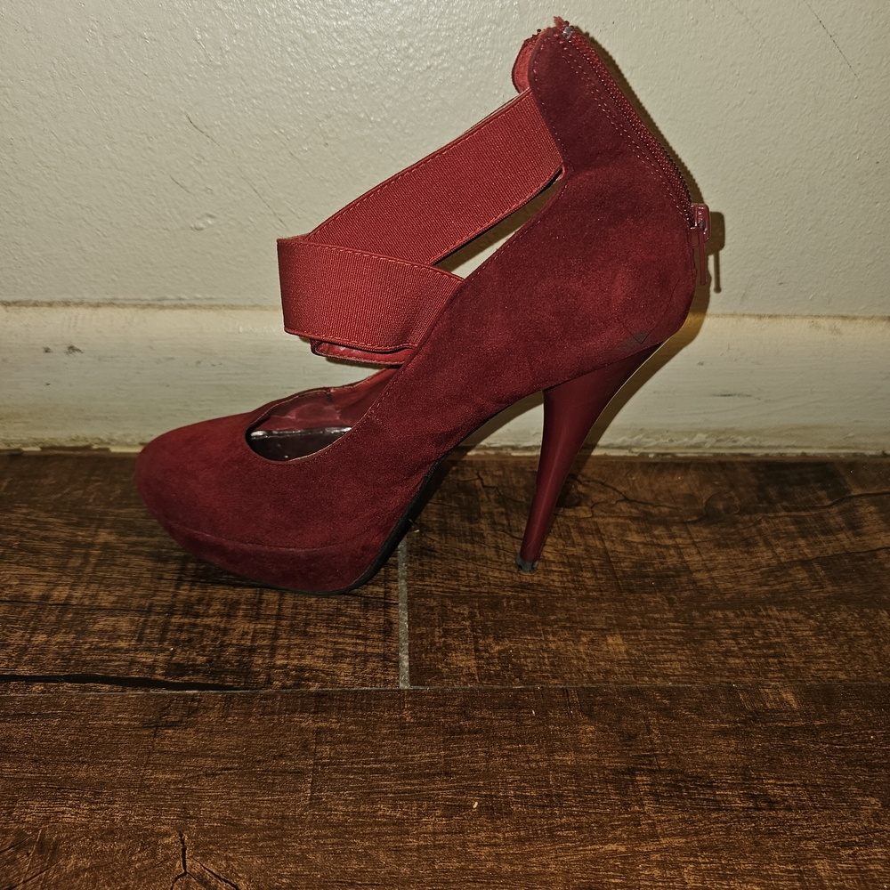 Elegant Red Suede Women's Heels